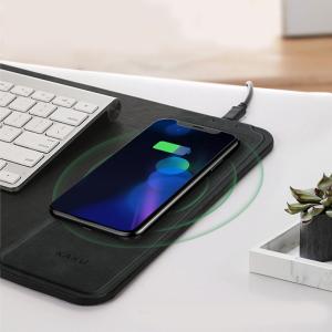 China MOUSE PAD WIRELESS CHARGER 10w universal compatible Leather fast qi wireless charging charger mouse pad for Apple iPhone factory