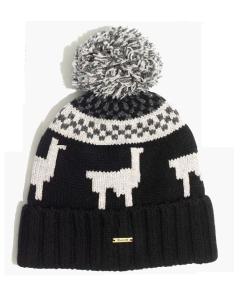 China 7GG 100 Wool Knitted Pom Pom Hat Jacquard Style For Women Intarsia Construction factory