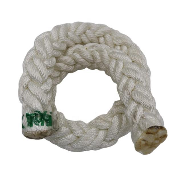 White Polyester Marine 8 Strand Mooring Rope Abrasion Resistant