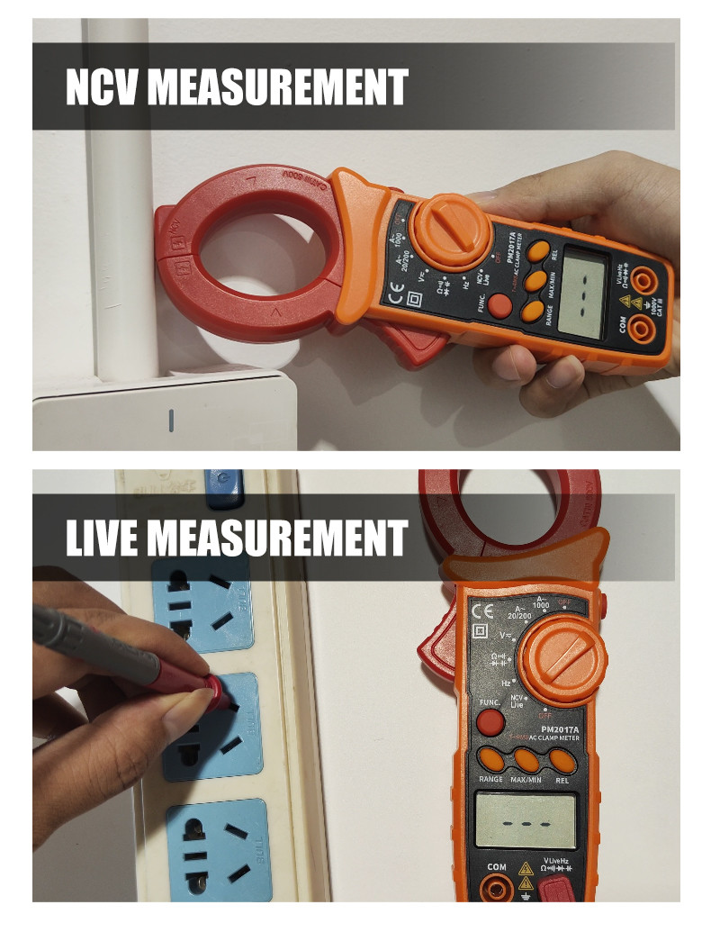 Ture RMS Digital AC Clamp Meters With Auto Range 1000A AC Non-Contact Voltage detaction Resistance
