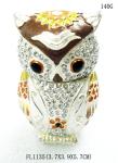 Bird owl metal jewelry box for jewelry wholesales owl jeweled enamel trinket box