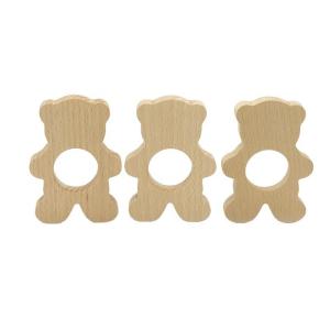 Beech Wood Grip Teether Bear Shaped Grabing Unisex Teether Toy