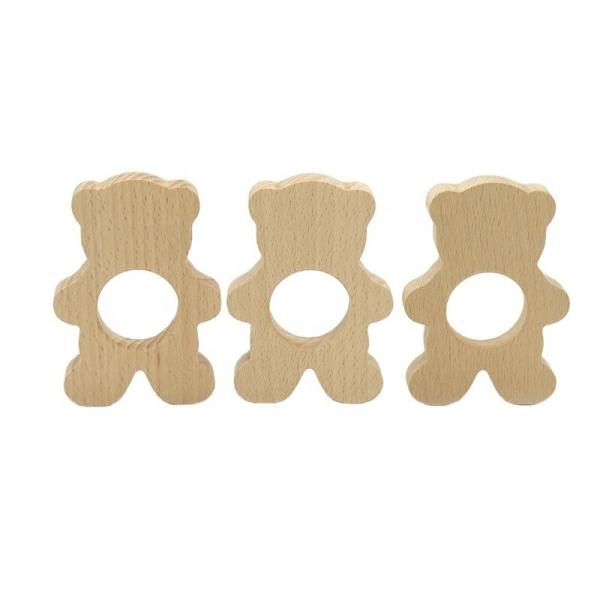 China Beech Wood Grip Teether Bear Shaped Grabing Unisex Teether Toy factory