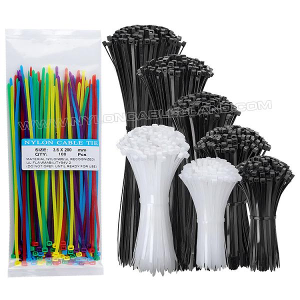 Cable Ties 200mmx3.6 Plastic Wire Cable Tie Strap, Ø3~50mm Adjustable Nylon PA66
