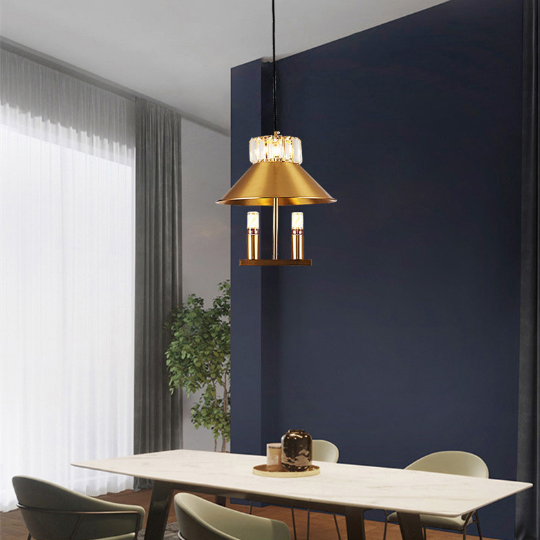 Home Deco Copper Transparent E14 G4 Crystal Pendant Light D300xH340