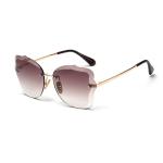 Rimless Gradient Lens Oversize Women 139mm Metal Frame Polarized Sunglasses