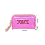 Wholesale 4 Colors Pink Shiny PU Leather Cosmetic Wristlet Bag