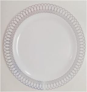 China 7.5 Inch Hot Stamp Fancy Disposable Wedding Party Charger Rose Gold Plastic Plates Set factory