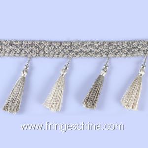 China Handmade fashionable chain beads lace tassels fringes for curtain/sofa/pillow decoration factory