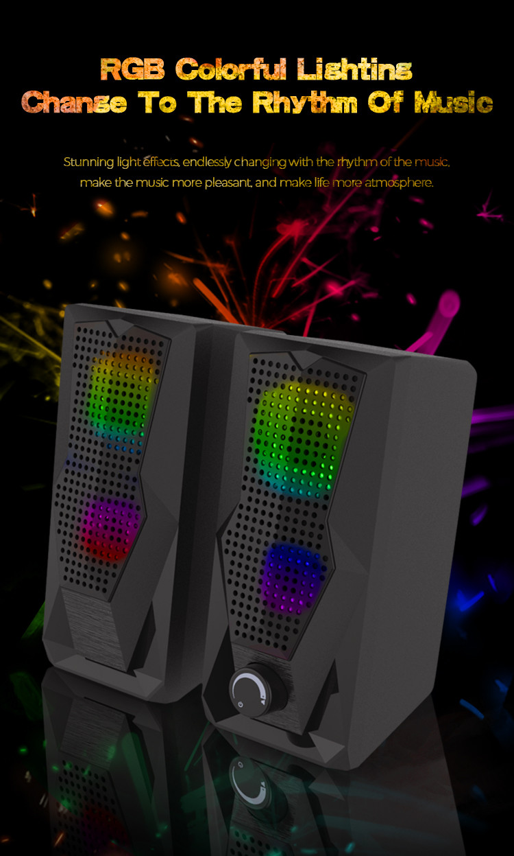 Plug And Play Heavy Bass 2.0 PC Speakers DC 5V With RGB Lighting