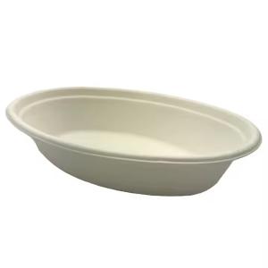 China Eco Friendly Sugarcane Disposable Biodegradable Sustainable Microwavable Oval Bowl Salad Fruit Soup factory