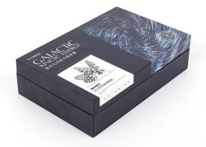 China Silver Stamping Aromatherapy Gift Box , 2mm Thickness Black Gift Box With Ribbon factory