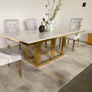 China New Stainless Steel Marble Apartment Rectangular Dining Table factory