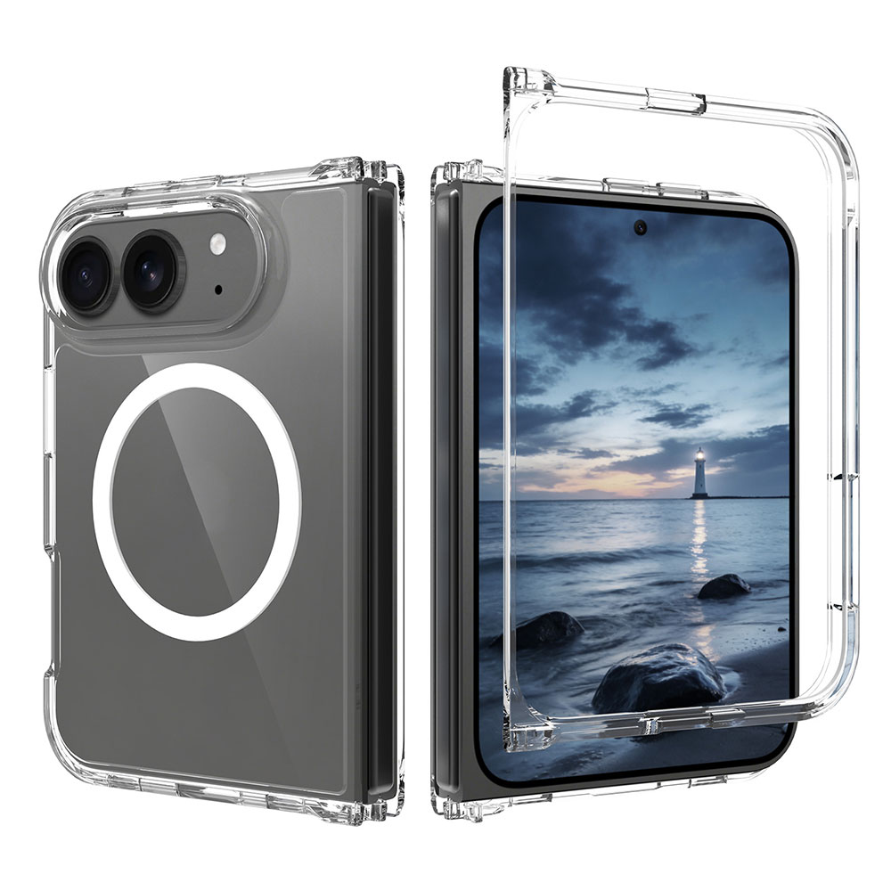Laudtec Magnetic Transparent Ultra-thin Foldable case for iPhone 18 Fold Scratch-resistant Anti-yellow Supports Custom logo OEM