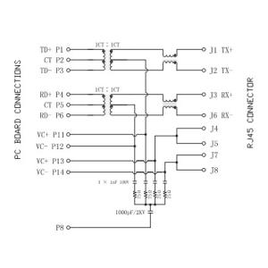 Single Port 10/100Base-T POE RJ45 Jack Connector LPJ4320GENL R/A Shielded THT