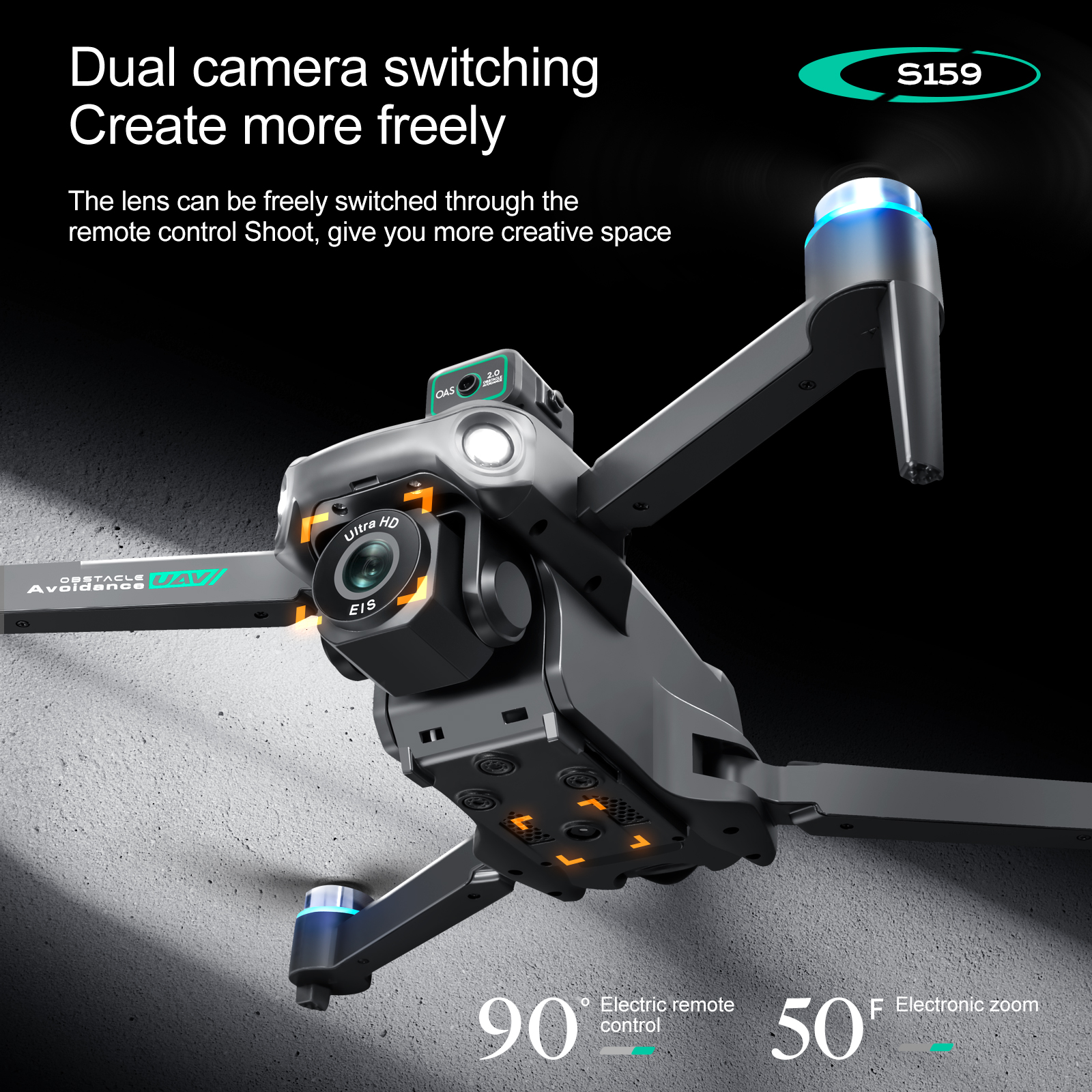 Plastic S159 5g Wifi Fpv Gps Quadcopter Drone 4khd Dual Cameras 25 Minute Endurance Obstacle Avoidance Led Large Screen Remote Rc Drone