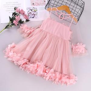 China Children's Dress Clothing Girls Sweet Lace Mid Sleeve Tulle Princess Dress factory