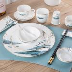 Gift Box Ceramic Plate Set , Round Dishware Set Porcelain Dinnerware Set