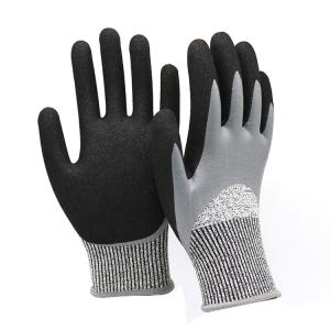China ZM Level 5 Grade Cut Resistant Glove En 388 Grease Resistance Gloves Double Nitrile Glove Coating Oil And Water Proo factory