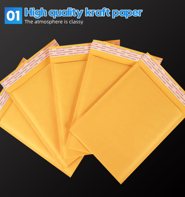 Bubble Padded Envelope Mailing Bag Kraft Paper Self-adhesive Envelope Custom Size Accepted Accept Customized Logo Printing YR005