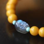 Fashion Jewelry Round Donut Yellow Amber Natural Yellow Piebald Amber Bracelet