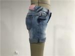 Casual Kids Denim Jeans Girls Mid Thigh Denim Shorts With Dots Woven Contrast