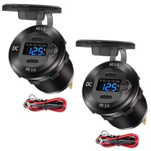 Aluminium Alloy Dual PD Car Charger With Voltmeter Switch Convenient Design