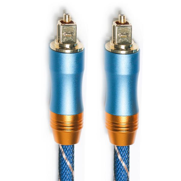 China Toslink Digital Cable Premium OD6.0 Knited Rope Plated Frosted Shell Square Interface Blue 1.5M HiFi Sound For Subwoofer factory