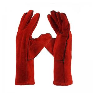 China 14 inches leather welding work gloves with reinforced full palm on sale