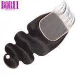 4 * 4 5 * 5 6 * 6 Lace Closure , Brazilian Pre Plucked Hair With Baby Hair Soft
