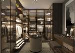 Blum 6x8 Walnut Walk In Closet Wardrobe Design With Glass Door Lighting SGS
