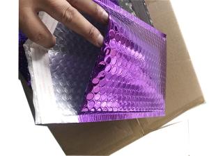 China Poly Glossy Purple Metallic Bubble Mailers With Self Sealing factory