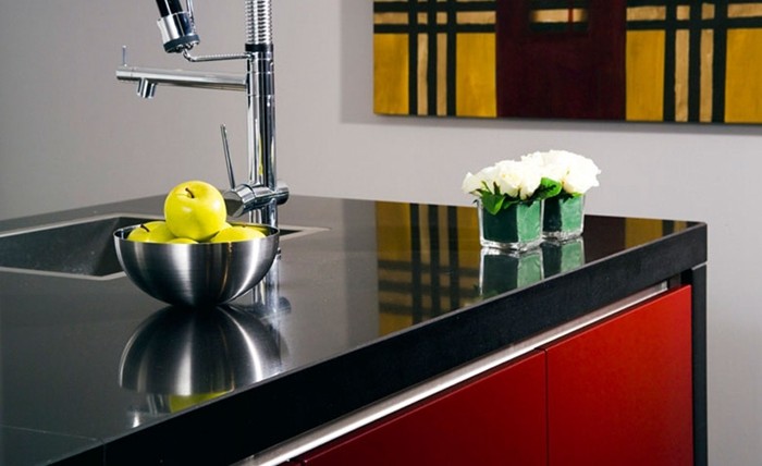 Artificial Stone Slab Countertop Black Galaxy Quartz Stone Kitchen Countertop