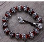 Women and Men Sterling Silver Wrap Sandalwood Bead Strand Bracelet Couples