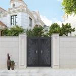 Residential Slatted Main Aluminum Fence Gate Double Door House Swing Open