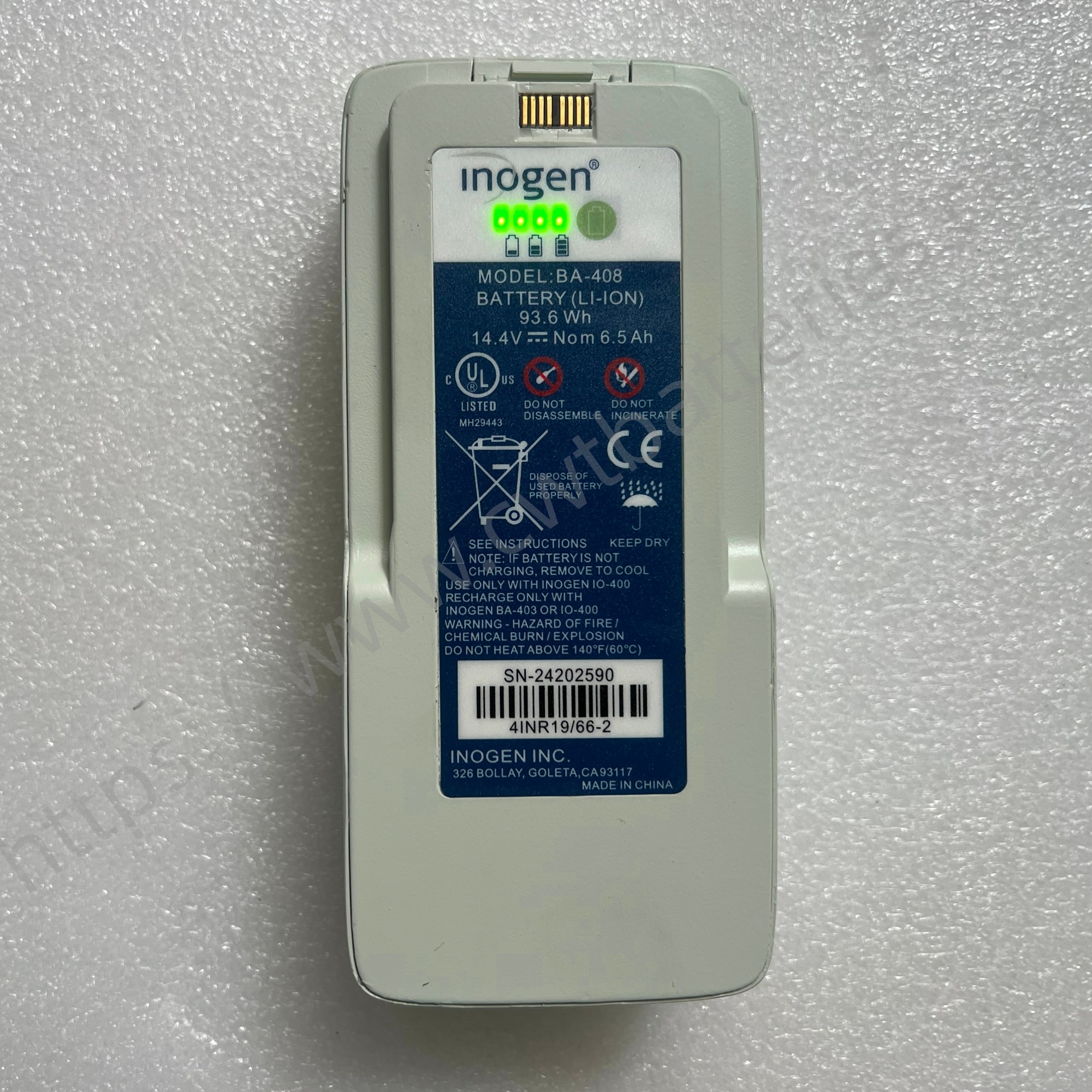 Inogen One G4 BA-408 14.4V 6.5Ah 93.6Wh Rechargeable Lithium Ion Medical Battery with Long Battery Life for Portable Oxygen Machines