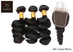 16inch Loose Wave Human Hair Bundles With Closure Shedding Free