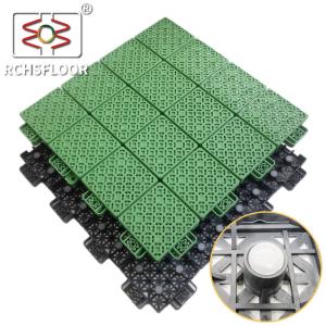 China Green Yellow Backyard Court Tiles 414g/ Piece Sports Flooring Tiles factory