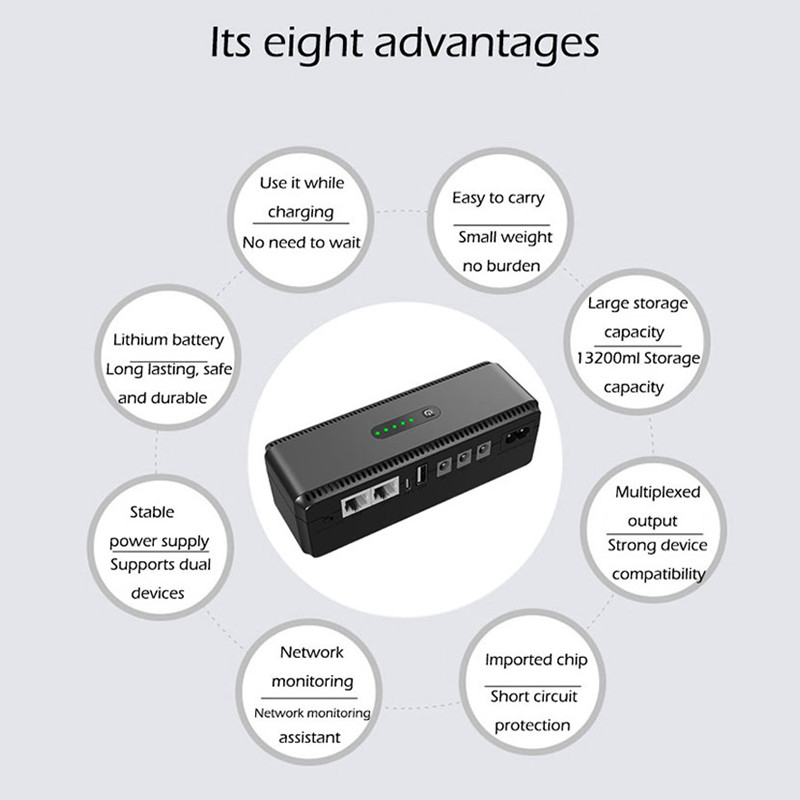Poe Mini Ups 10400mah 8800mah 18w UPS Power Supply Small Ups For Home Fouter