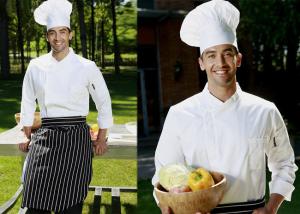China Long Sleeve Custom Work Shirts , Double Breasted Side Open Chief Cook Uniform factory