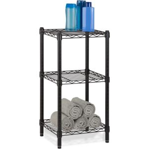 China Office Commercial Wire Shelving Towel Toiletries Carbon Steel Black Epoxy Storage Table factory