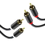 2RCA Male To 2RCA Male Gold Plated Audio Cable , Black 6 Ft 3.5 Mm Audio Cable