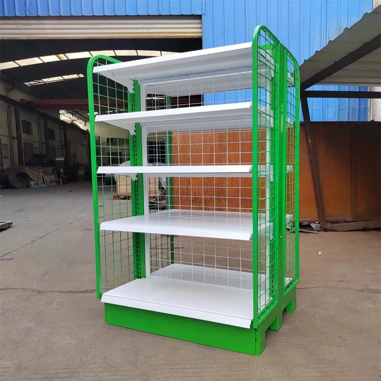 Steel Metal Grid Display Rack For Supermarket Shop Exhibit Net Mesh Shelf