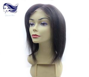 China Human Hair Short Front Lace Wigs Black Straight Wigs With Bangs factory