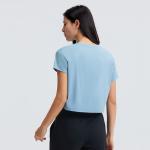 Short Sleeve Loose Gym Crop Tops T Shirts Sportswear Workout Tee For Ladies