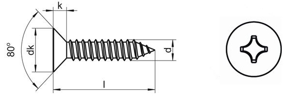 316 Stainless Steel Countersunk Flat Head Self Tapping Screws DIN7982 Corss Drive Socket
