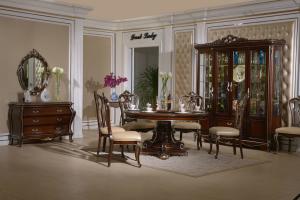 China SGS Luxury Wood Dining Room Sets Elegant Antique Dining Room Set With Table factory