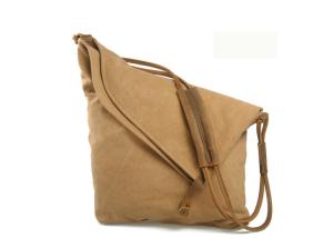 China Classical Khaki Waxed Canvas Bag Folded Vintage Canvas Crossbody Bag factory