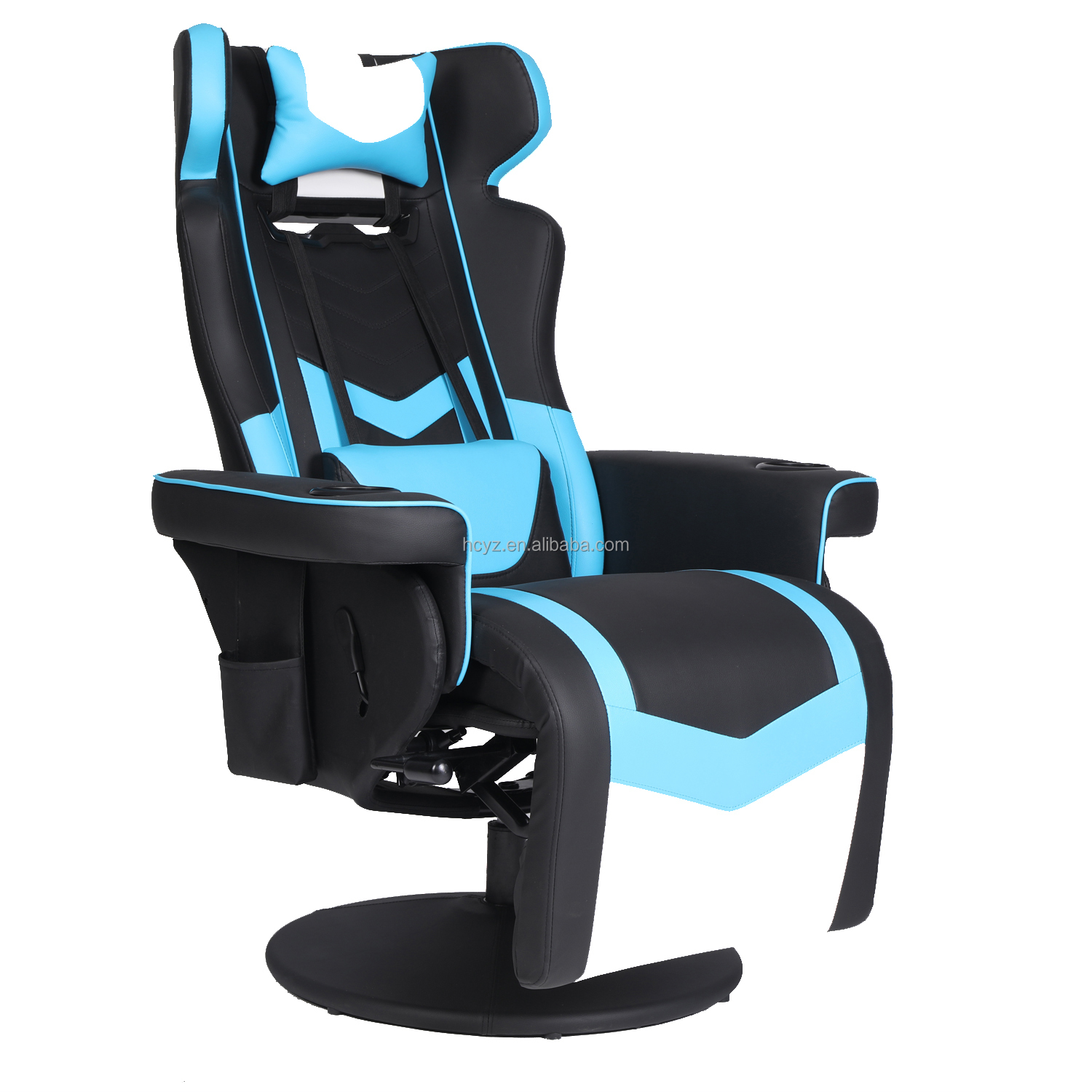 Black Racing Style PU Leather Office Gaming Sofa With Footrest 50*80*110cm for Gaming Room