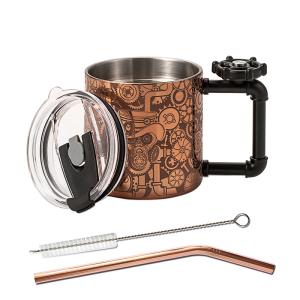 China 12oz Double Walled Copper Coffee Mug Stainless Steel Tumbler With Handle factory
